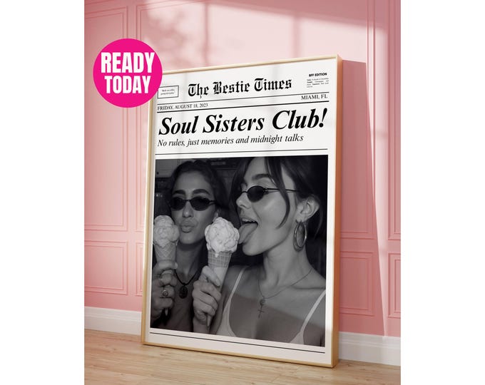 Custom Newspaper Print – Best Friend Poster, Custom Bestie…