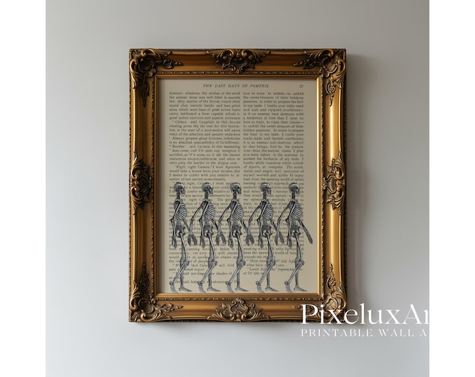 Skeleton Wall Art – Vintage Spooky Halloween Printable on…