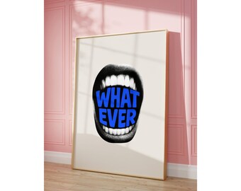 Y2K Feminist Art Print: Navy Blue Collage, "Whatever" Quote (Digital Download), image 7