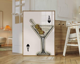 Dirty Martini Art Print, Trendy Martini Print, Cocktail Poster, Bar Cart Poster, Cocktail Print, Dirty Martini Print, Aesthetic Ace Print, image 1