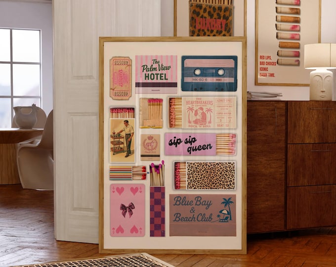 Vintage Matchbox Art Print – Retro Matchbooks Poster for…