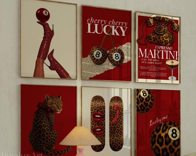Retro Girly Wall Art Set – 6 Trendy Posters, Y2K Fashion…