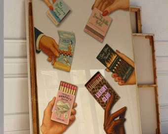 Retro Matchbook Poster, Vintage Matchbox Collage, Funky Vintage Wall Art, Trendy Bar Cart Decor, Leopard Matchbox Print for Cool Girl Dorms, image 4
