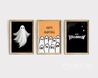 Halloween Wall Art Set of 6 – Spooky Ghosts, Skulls, Witch & Haunted Typography Prints | Vintage Rustic Gothic Fall Decor Bundle, image 4