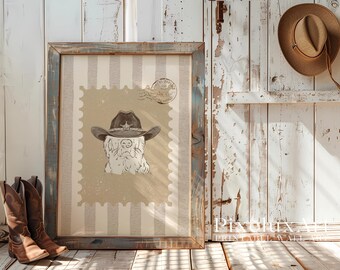 Cowboy Dog Wall Art | Western Country Decor | Rustic Farmhouse Printable | Cute Dog Poster | Vintage Cowboy Wall Art, image 3