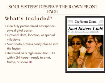 Custom Newspaper Print – Best Friend Poster, Custom Bestie Gift, Trendy Newspaper Art, Customize Newspaper for Best Friends, Girl Dorm Room, image 4