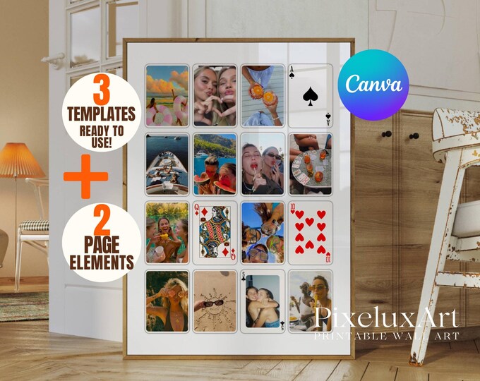 Set of 3 Custom Playing Card Collage Template - Custom…