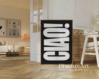 Ciao Poster Italy Quote, Retro Typography Wall Art, Bold Textured Print, Funky Vintage Decor, Italian Aesthetic Living Room Art, Ciao Print, image 3