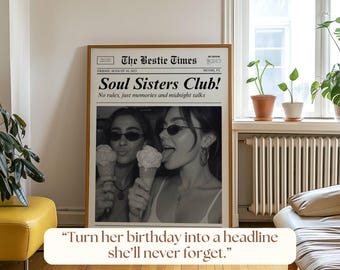 Custom Newspaper Print – Best Friend Poster, Custom Bestie Gift, Trendy Newspaper Art, Customize Newspaper for Best Friends, Girl Dorm Room, image 9