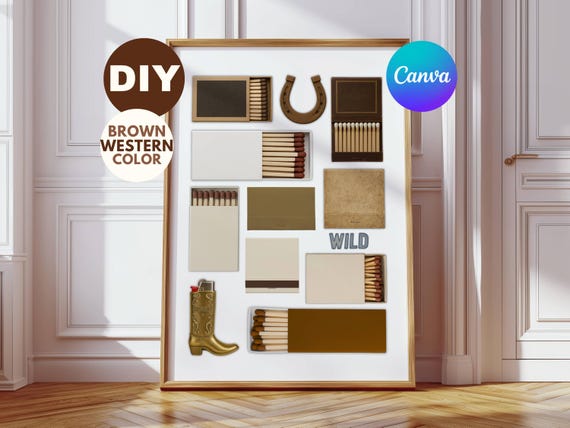 Western Brown Matchbook Canva Template • DIY Custom Matching Poster