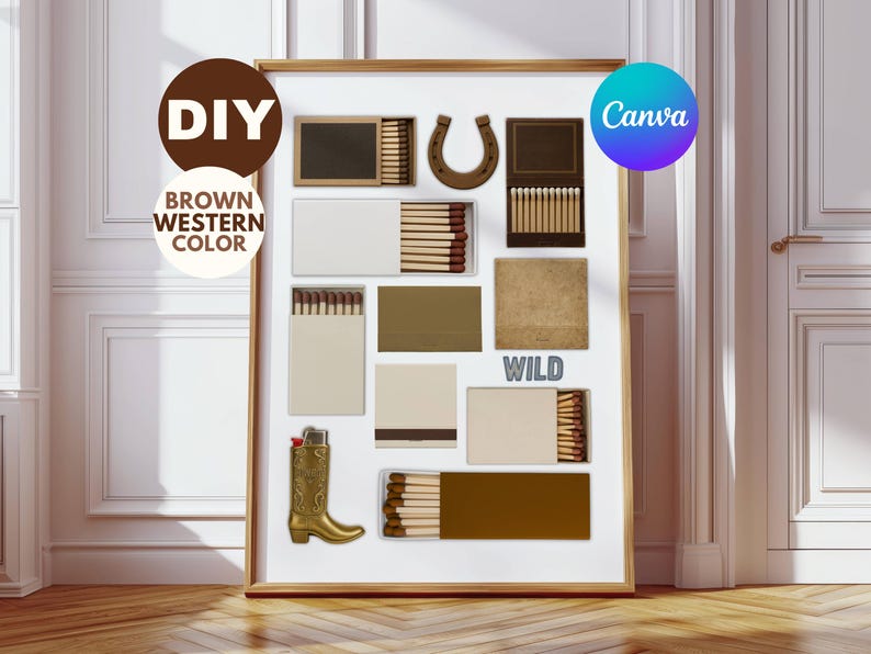 Western Brown Matchbook Canva Template • DIY Custom Matching Poster