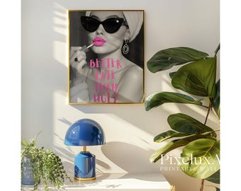 Better Late Than Ugly Poster – Pink Aesthetic Wall Art, Artful Pink Printing, Funny Quote Vanity Decor, Girl Dorm Room Printable, Retro Art, image 9