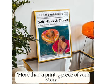 Saltwater Sunset Custom Newspaper Poster – Coastal Cowgirl Art, Personalized Bestie Gift, Coastal Wall Art, Customize Newspaper for Bff Gift, image 9