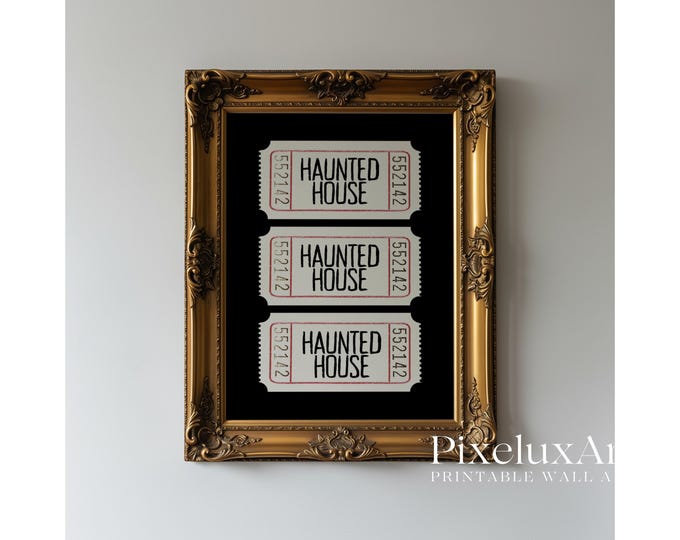 Haunted House Ticket Wall Art – Vintage Spooky Halloween…