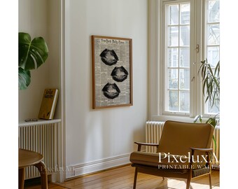 Newspaper Kiss Lips Wall Art, Trendy Black & White Girly Print, Aesthetic Bar Cart Decor, Preppy Poster, Vintage Retro Fashion Art, Dorm Art, image 6