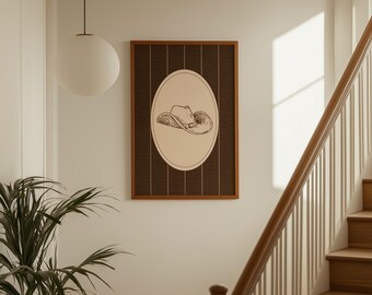 Cowboy Hat Wall Art | Western Minimalist Print | Rustic Country Decor | Neutral Farmhouse Poster, image 1