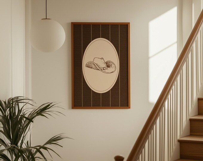 Cowboy Hat Wall Art | Western Minimalist Print | Rustic…