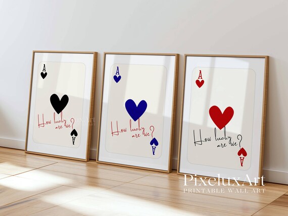 Set of 3 Ace of Hearts Prints