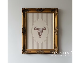 Bull Skull Wall Art | Western Printable Poster | Rustic Farmhouse Decor | Cowboy Country Print | Neutral Boho Wall Art, image 5