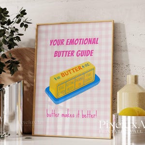 Art Butter Print – Cute Food Art for Kitchen, Food Illustration Prints, Retro Food Art, Butter Lover Gift, Funny Kitchen Decor, Foodie Gift