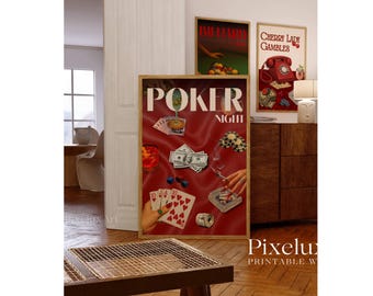Gallery Wall Art Set – 6 Trendy Posters, Y2K Fashion Decor, Poker Night Print, 8 Ball, Billiards Print, Aesthetic Dorm & Apartment Decor, image 5