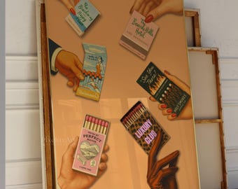 Vintage Matchbook Wall Art, Retro Matchbox Print, Funky Poster, Bar Cart Art Decor, Aesthetic Dorm Room Printable Poster, Matchbox Collage, image 4