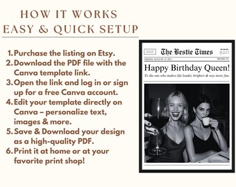 Custom Birthday Newspaper Gift for Best Friend, DIY BFF Newspaper Template, Personalize Printable Birthday Newspaper, Newspaper for Bff Gift, image 8