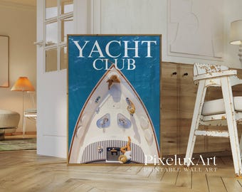 Yacht Club Poster, Vintage Sailboat Magazine Print, Summer House Poster, Luxury Print, Old Money Aesthetic Summer Poster, Coastal Wall Art, image 3