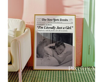 Set of 6 Trendy Newspaper Print – Girly Newspaper Poster, Decorative Newspaper Art Print, Black & White Newspaper Prints, Newspaper Wall Art, image 4