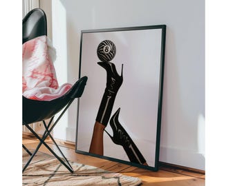 Bottoms Up Boot Print – Retro 8 Ball Poster, Funky Black and White Wall Art, Y2K Aesthetic Black Fashion Decor, Trendy Girly Dorm Room Print, image 10