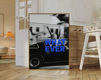 Trendy Collage Apartment Print, Black And White Y2k Fashion Print, Navy Blue Feminist Trendy Stylish & Cool Girl Aesthetic Art for Teen Room, image 1
