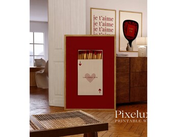 Set of 6 Girly Red Wall Art Prints - Feminine Aesthetic Poster, Vintage Matchbox, Typography, Vinyl Print, Trendy Dorm & Apartment Wall Art, image 7