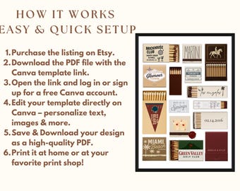 Neutral DIY Canva Matchbook Template - Custom Matchbook Art Template, Matchbook Blank for Custom Matching Gift, Custom Matchbox Art Print, image 8