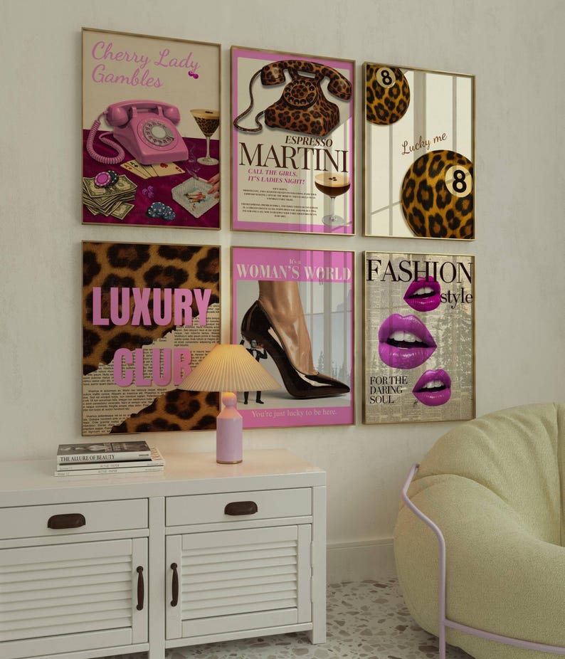 Retro Girly Wall Art Set