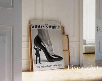 Retro Woman's World Print, Feminist Wall Art, Girly Dorm Room Decor, Trendy Wall Art, Aesthetic Bedroom Apartment Decor, Retro Art Print, image 3