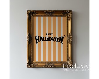 Halloween Wall Art Set of 6 – Spooky Pumpkin Skeleton, Haunted House, Ghost, Witch Hat, Full Moon, Vintage Halloween Decor Prints, image 6
