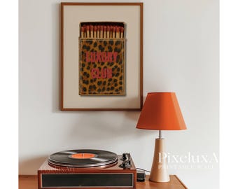 Red Retro Leopard Matchbox Art Print, Luxury Club Print Wall Art, Trendy Wall Art, Funky Dorm Decor, Y2K Girl Room Print, Dorm Room Print, image 10