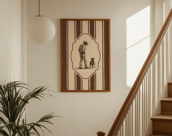 Cowboy and Dog Wall Art | Rustic Western Print | Country Farmhouse Decor | Neutral Printable Poster, image 1