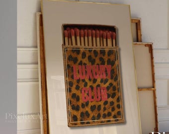 Red Retro Leopard Matchbox Art Print, Luxury Club Print Wall Art, Trendy Wall Art, Funky Dorm Decor, Y2K Girl Room Print, Dorm Room Print, image 4