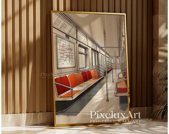 NYC Subway Art Print, New York Subway Train Poster, Minimal Modern Wall Art, Abstract Minimal Art, Subway Decor, New York Print, Mid Century, image 8