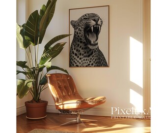 Black & White Cheetah Poster – Leopard Roar Art, Museum Quality Leopard Photo Print, Vintage Aesthetic Wall Art, Maximalist Photo Art Print, image 10