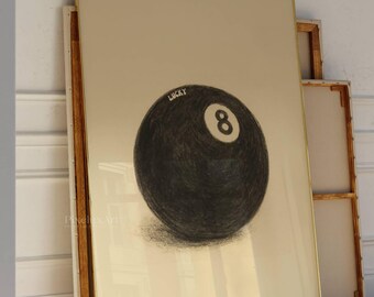 Lucky 8 Ball Wall Art, Retro Printable Poster, Vintage Game Room Decor, Cool Dorm Art, Magic 8 Ball, Trendy Wall Print, Trendy Wall Art, image 4