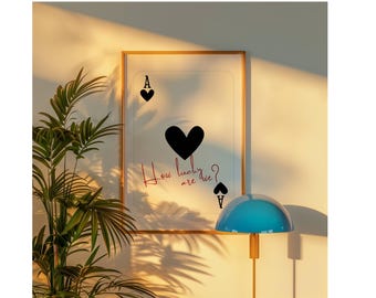 Retro Ace Card Print, How Lucky Are We, Playing Card Poster, Trendy Ace Card Poster, Vintage Ace of Hearts Poster, Aesthetic Ace Print, image 5