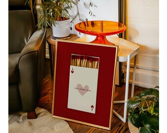 Retro Ace Of Hearts Matchbox Print, Red Matchbook Wall Art, Aesthetic Funky Wall Art, Retro Collage Apartment Decor, Preppy Girly Prints, image 6