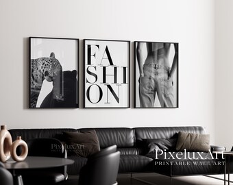 Stockholm Style Fashion Wall Art Set | Leopard Panther Poster Set of 6 | Modern Black and White Printable Gallery Wall Decor, image 3