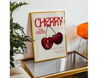 Cherry Poster Print | Girly Aesthetic Wall Art for Trendy Rooms, Cherries Art, Dorm Decor, Cute Apartment Style & Cherry Lovers, image 6
