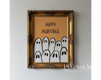 Halloween Wall Art Set of 6 – Spooky Ghosts, Skulls, Witch & Haunted Typography Prints | Vintage Rustic Gothic Fall Decor Bundle, image 7