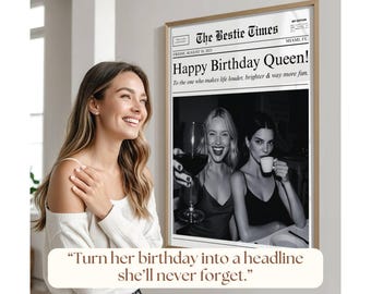 Custom Birthday Newspaper Gift for Best Friend, DIY BFF Newspaper Template, Personalize Printable Birthday Newspaper, Newspaper for Bff Gift, image 9