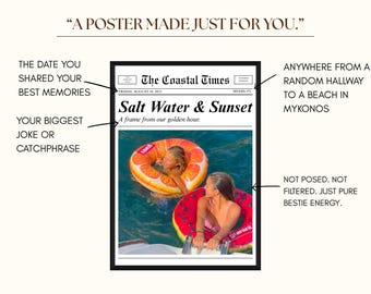Saltwater Sunset Custom Newspaper Poster – Coastal Cowgirl Art, Personalized Bestie Gift, Coastal Wall Art, Customize Newspaper for Bff Gift, image 4