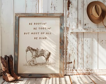 Be Rootin’ Be Tootin’ Be Kind Western Wall Art – Cowboy Quote Print, Rustic Country Decor, Ranch Nursery Boys Poster, Western Horse Art, image 6